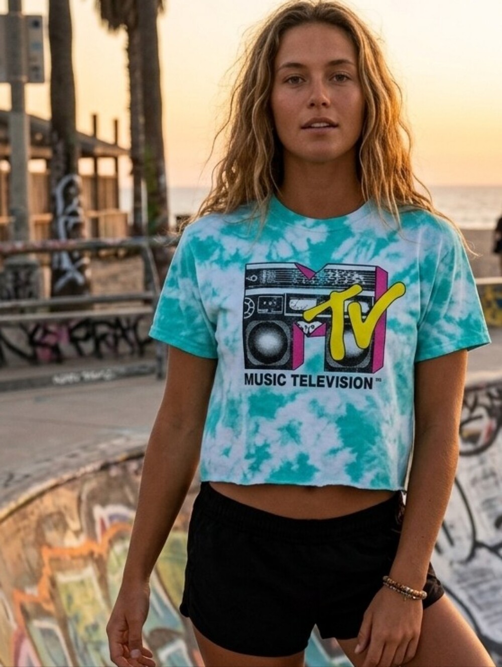 MTV Cropped Tie Dye Tee